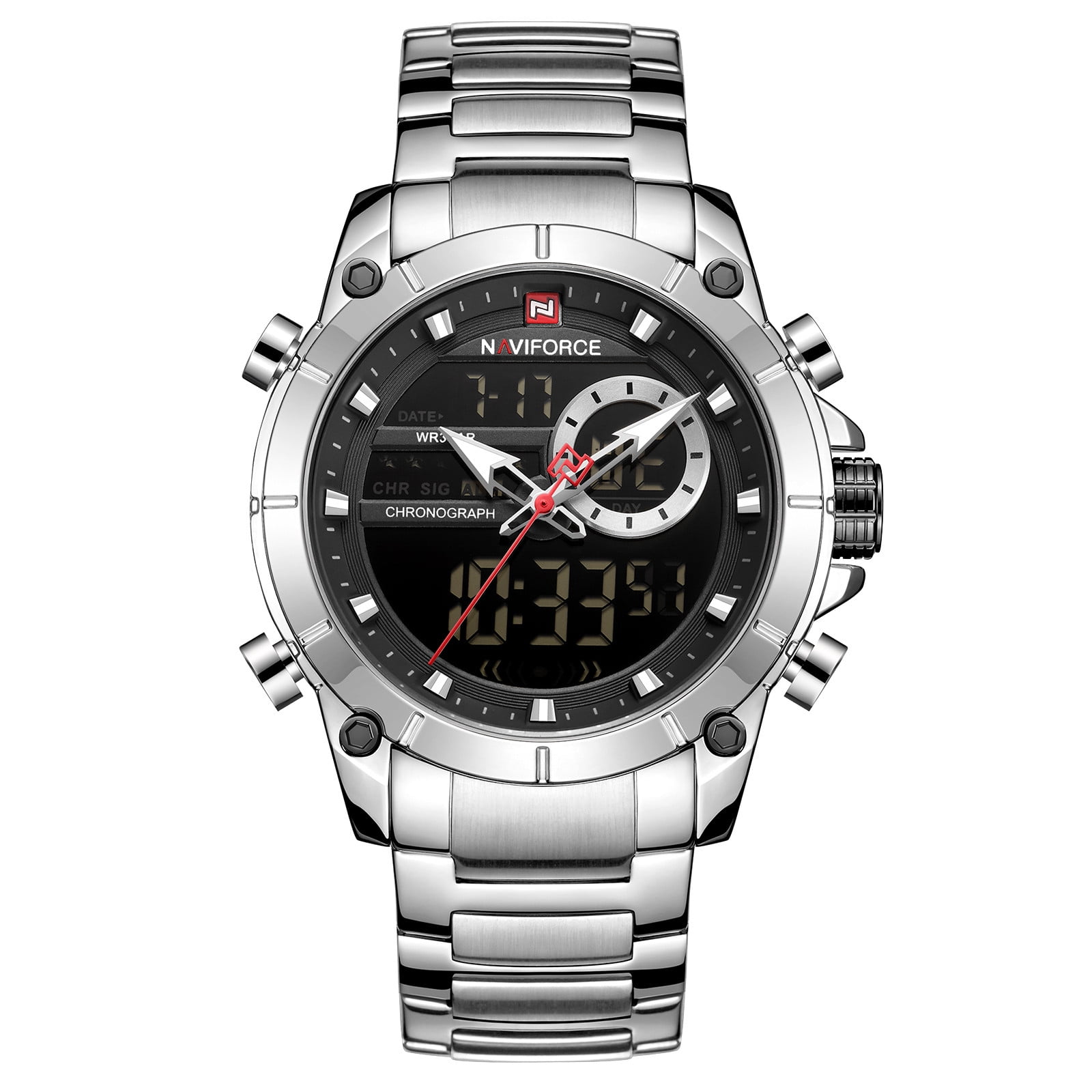 NAVIFORCE Dual Display Waterproof Quartz Steel Wrist Botswana Ubuy