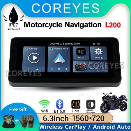 NAVIGUIDE 6.3 inch Portable Motorcycle LCD Display GPS IPX7 Waterproof For Wireless Apple CarPlay&Android Auto IPS1560*720 BT5.0