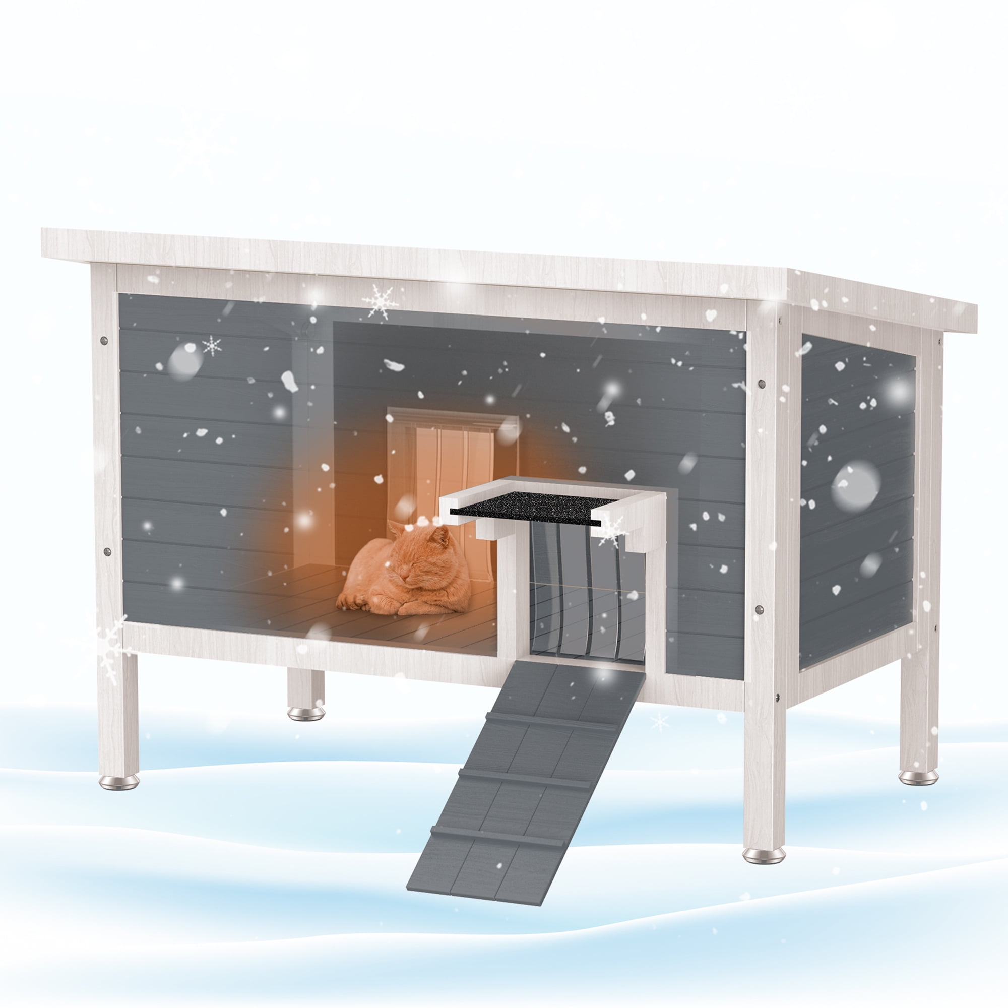 NAVINE Outdoor/Indoor Multicat House, Weatherproof, Insulated Wood