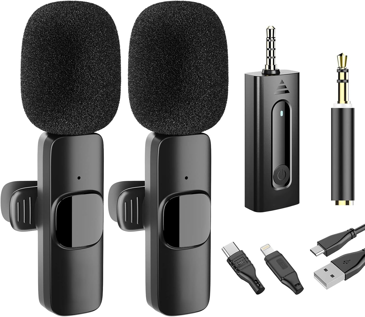 NAVOR Wireless Lavalier Microphone Dual Clip-On for Compatible iPhone Android Camera, Plug & Play Lapel Mic with Noise Reduction, Auto Sync for Interview Vlog Video