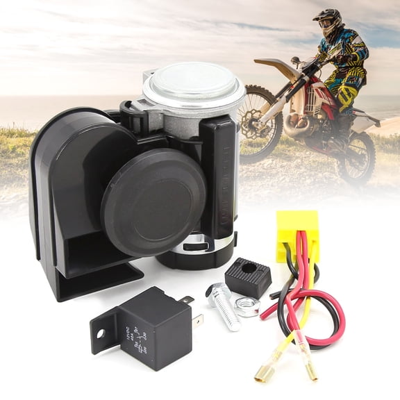 NAVOROGE 12V 120DB Black Loud Electric Air Horn Kit