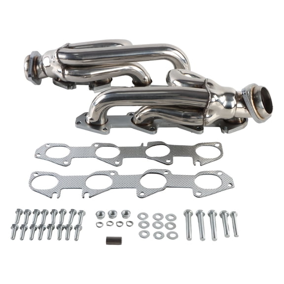 NAVOROGE 1Set Exhaust Short Header for 2009-2018 Hemi 5.7L Dodge Ram 1500 2WD Mani fold, Silver Polished