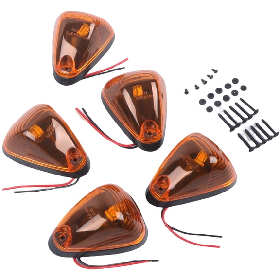 NAVOROGE 5PCS Amber LED Cab Roof Marker Lights Kit For 99-16 Ford F250 F350 F450 Super Duty
