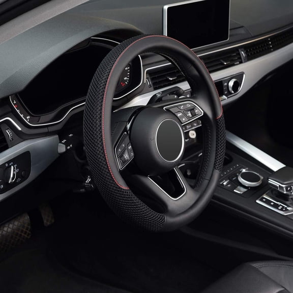 NAVOROGE Car Steering Wheel Cover Ice Silk Black For Car