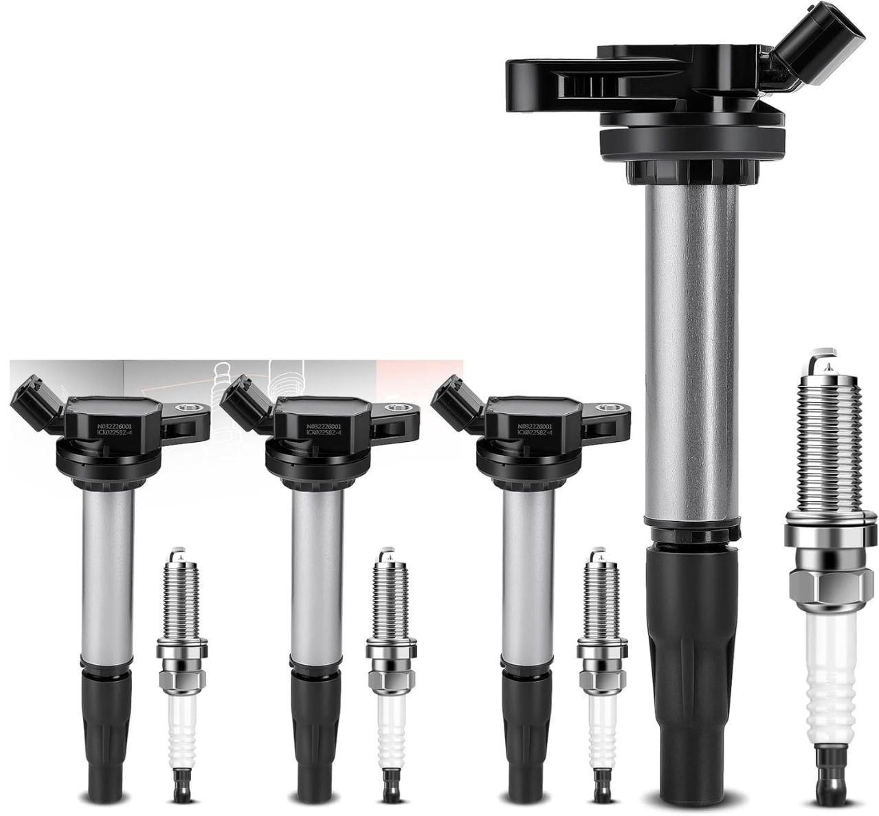 NAVOROGE Set of 4 Ignition Coil Pack and Spark Plugs Compatible with Corolla 2009-2018 Matrix Prius C-HR & CT200h 2011-2017 & iM xD 2009-2018 UF596