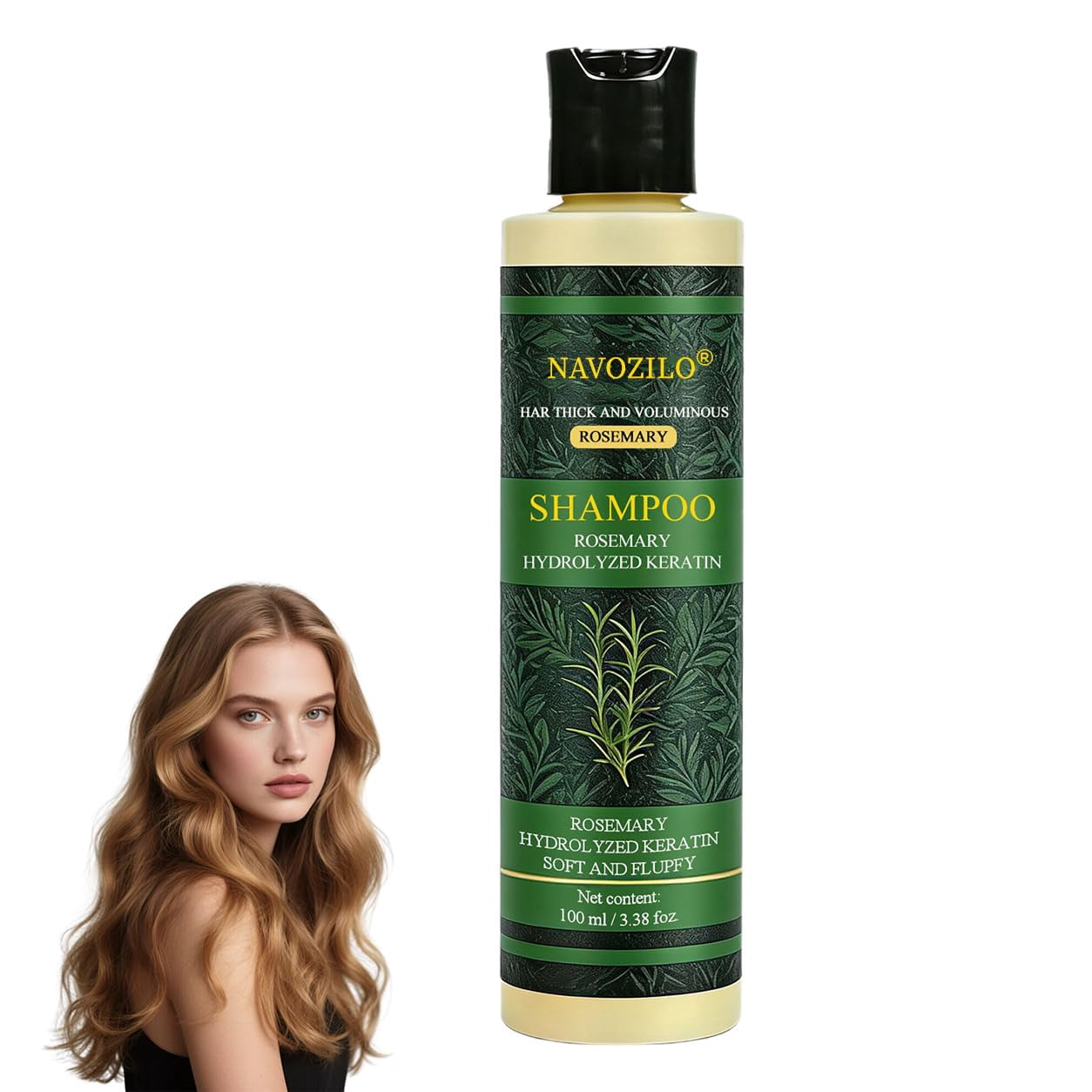 NAVOZILO Rosemary Keratin Scalp Shampoo, Professional Hair Shampoo with Hydrolyzed Keratin, Scalp Care Formula for Thicker-Looking, Stronger-Feeling Hair, for Women & Men  (1PCS)