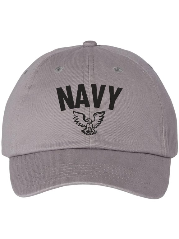 NAVY Embroidered Baseball Cap Eagle Emblem Military Patriotic Adjustable Dad Hat (Grey)