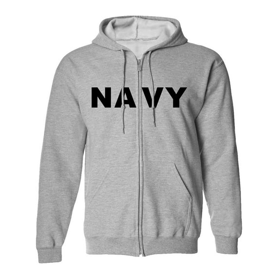 NAVY Full-Zip Hooded Sweatshirt in Gray