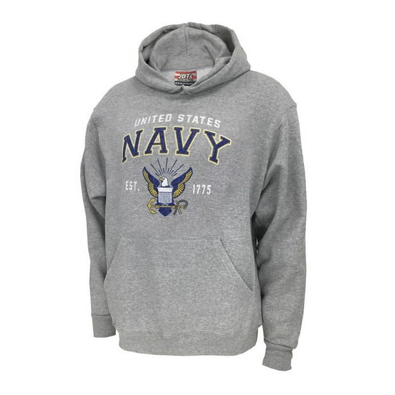 NAVY Large Military Hooded Sweatshirt Sp Grey Adult Men's Women's Long Sleeve Hooded Sweatshirt