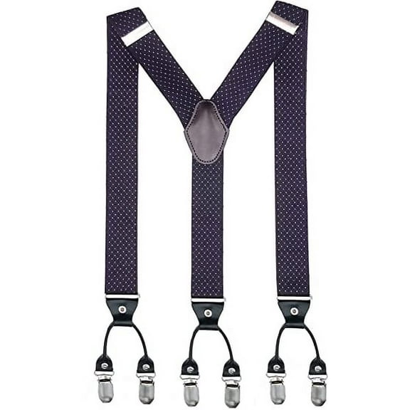 NAVY Mens Womens Adjustable Elastic Y Back Style GIFT BOX Suspenders 6 Clips