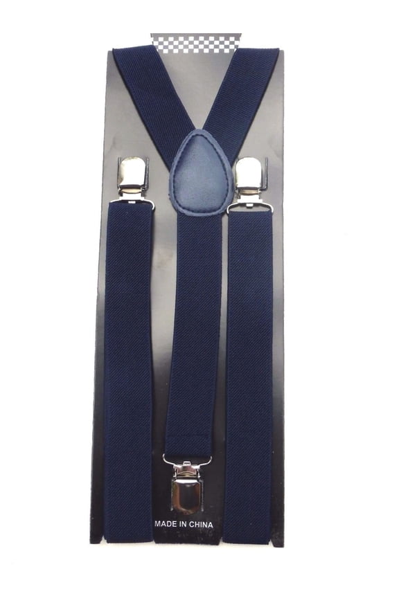 NAVY Mens Womens Clip-on Suspenders Elastic Y-Shape Adjustable Braces Y-BACK