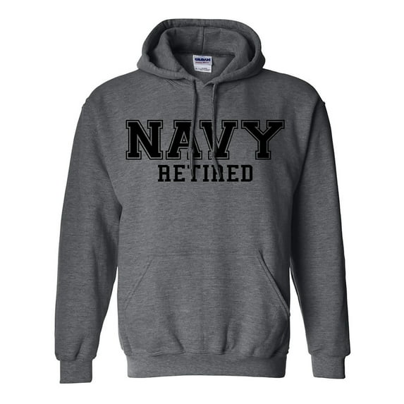 NAVY Retired BLACK logo on a BLACK logo Hooded Sweatshirt