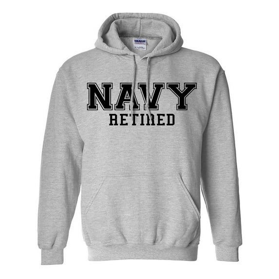 NAVY Retired BLACK logo on a BLACK logo Hooded Sweatshirt