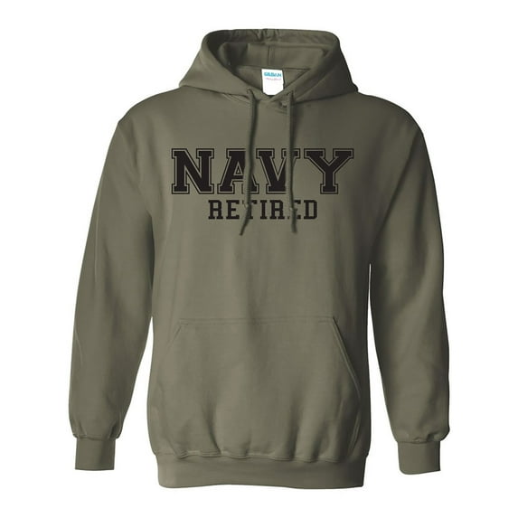 NAVY Retired BLACK logo on a BLACK logo Hooded Sweatshirt