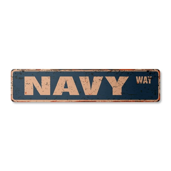 NAVY Vintage Plastic Street Sign new road us seals military | Indoor/Outdoor | 36" Wide