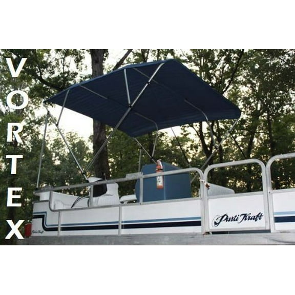 NAVY Vortex 4 Bow Bimini Top 10' Long, 85-90" Wide, 54" High, Pontoon / Deck Boat Complete Kit, Frame, Canopy, and Hardware (FAST SHIPPING - 1 TO 4 BUSINESS DAY DELIVERY)