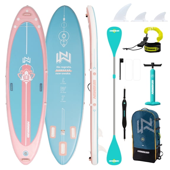 NAWAKAR 11'x36" iSUP w/ Full Accs, 350lb Cap, Family/Pets Stable, All Water, Lightweight Durable, 2-Layer PVC, 3D Emb. EVA, UV+Scratch Res.