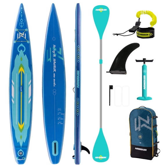 NAWAKAR 165.35"x26" iSUP w/ Full Accs, 396.83lb Cap, Stable Family/Pets, All Water, 2-Layer PVC, 3D Emb. EVA, UV+Scratch Res.
