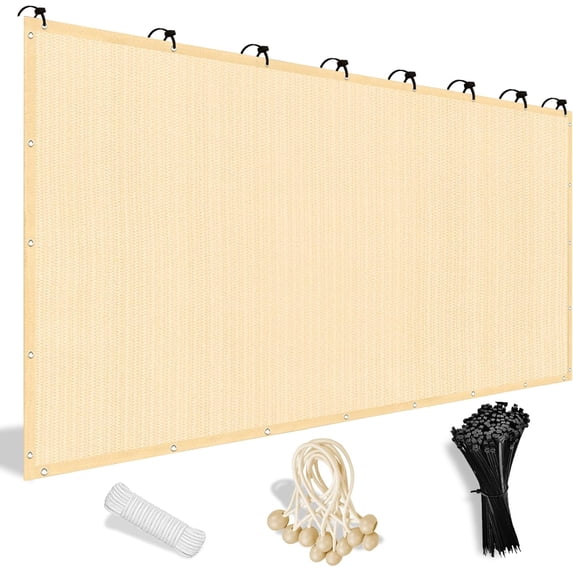 NAWAY 12'X16' Sun Shade Cloth with Grommets,90% UV Protection Mesh Tarp Sun Screens for Patio,Wheat