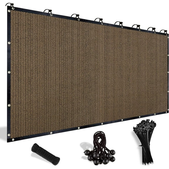 NAWAY 12'X20' 200GSM HDPE Mesh Sun Shade Canopy with Grommets,90% UV Protection Outdoor Screen,Mocha