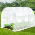 thumbnail image 1 of NAWAY 20'x10'x7' Outdoor Walk-in Greenhouse,Watering System,1 Zipper Door,6 Roll-up Windows,Thickened Galvanised Steel,White, 1 of 6