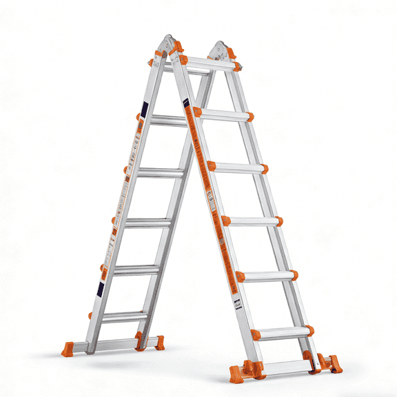 NAWAY 20FT Extension a-frame Ladder,6-Step Multi-Position,330 lbs Load with Stabilizer Bar & Wheels for Home Indoor/Outdoor
