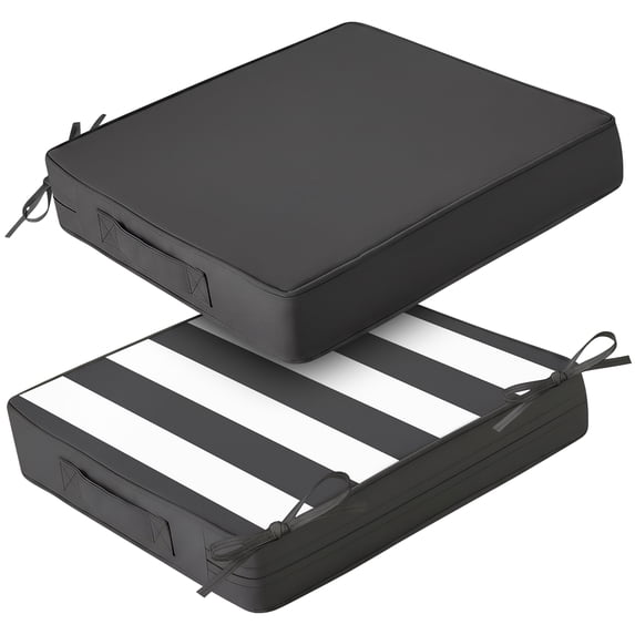 NAWAY 2pcs Outdoor Seat Cushions, 20" x 20" x 3" Water-resistant Outdoor Seat Pads with handle and Ties, Extra Thick Patio Chair Cushions for Patio Furniture - Dark Grey