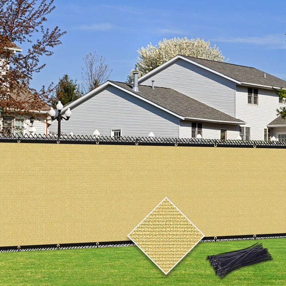 NAWAY 3'X16' Fence Privacy Screen Outdoor Mesh Fencing Covers Screen Fence Wind Block with Grommets Sand
