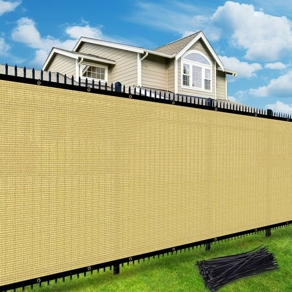 NAWAY 4'X12' Custom Size Privacy Screen Fence Heavy Duty Fencing Mesh Shade Net Cover for Wall Garden Yard Backyard Sand (We Make Customized)