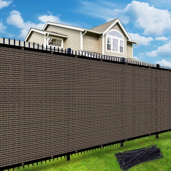 NAWAY 4'X14' Custom Size Privacy Screen Fence Heavy Duty Fencing Mesh Shade Net Cover for Wall Garden Yard Backyard Brown (We Make Customized)