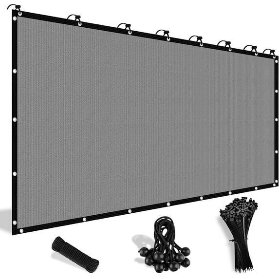 NAWAY 4'X16' 200GSM HDPE Mesh Sun Shade Canopy with Grommets,90% UV Protection Outdoor Screen,Light Gray