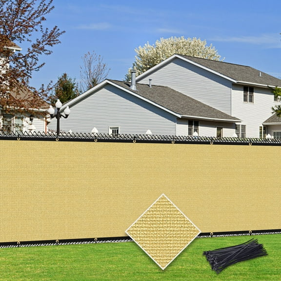 NAWAY 5'X25' Fence Privacy Screen Outdoor Mesh Fencing Covers Screen Fence Wind Block with Grommets Sand