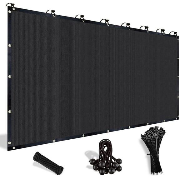 NAWAY 5'X8' 200GSM HDPE Mesh Sun Shade Canopy with Grommets,90% UV Protection Outdoor Screen,Black