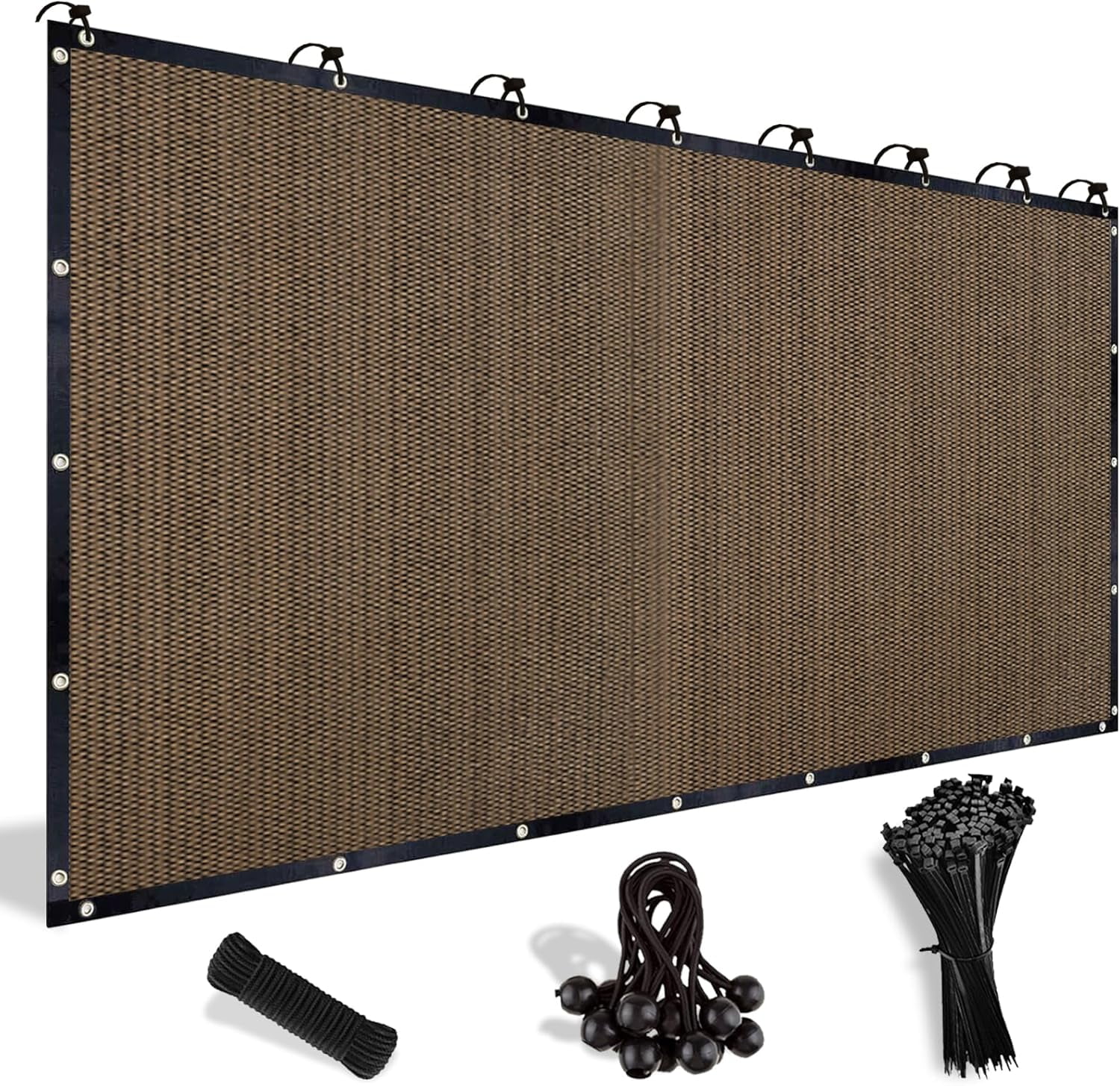 NAWAY 6'X12' Sun Shade Cloth with Grommets,90% UV Protection Mesh Tarp Sun Screens for Patio,Mocha