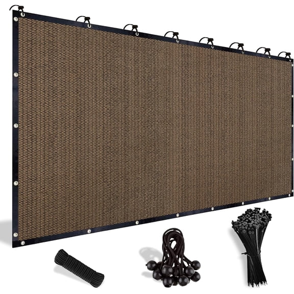 NAWAY 6'X20' 200GSM HDPE Mesh Sun Shade Canopy with Grommets,90% UV Protection Outdoor Screen,Mocha