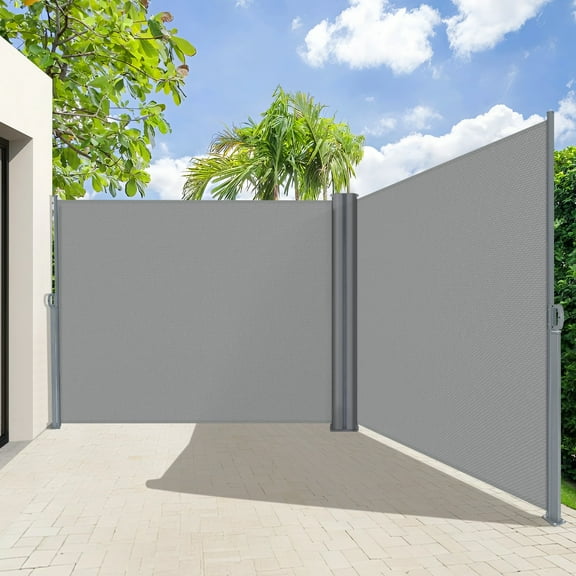 NAWAY 71'' x 236'' Retractable Side Awning, 280 GSM Retractable Folding Privacy Screen Waterproof & UV-Resistant Privacy Awning for Outdoor-Light Grey