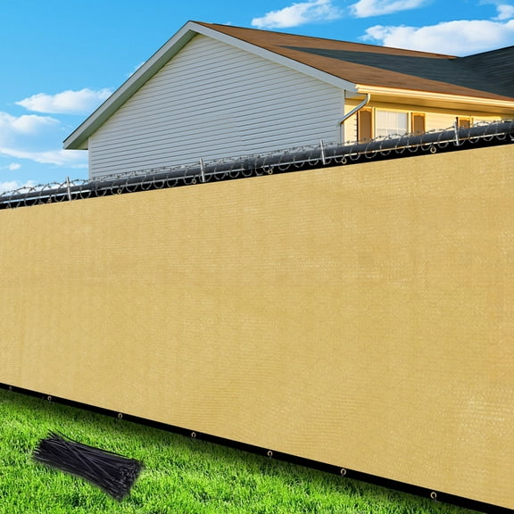 NAWAY 8'X11' Custom Size Privacy Screen Fence Heavy Duty Fencing Mesh Shade Net Cover for Wall Garden Yard Backyard Sand (We Make Customized)