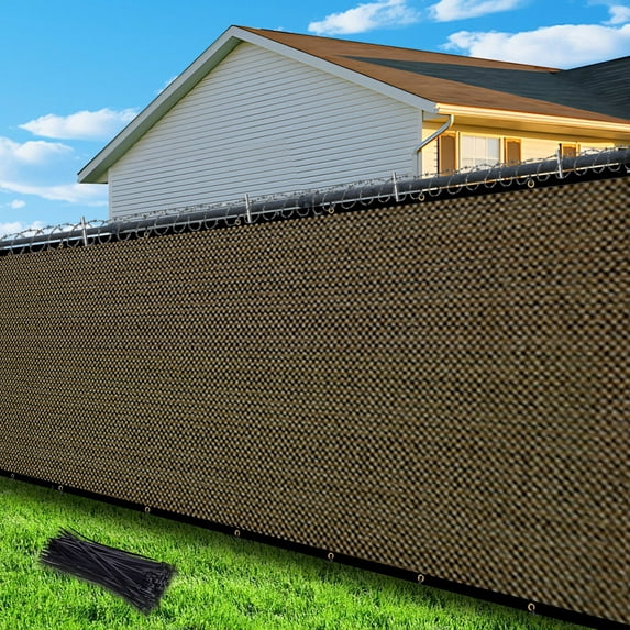 NAWAY 8'X21' Custom Size Privacy Screen Fence Heavy Duty Fencing Mesh Shade Net Cover for Wall Garden Yard Backyard Brown (We Make Customized)