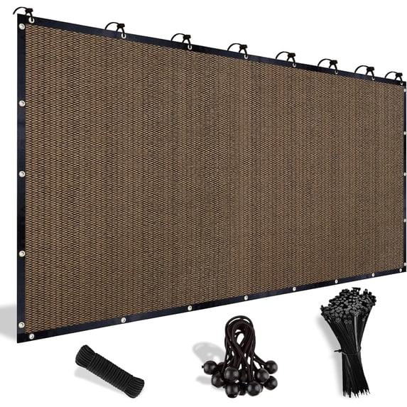NAWAY 8'X8' 200GSM HDPE Mesh Sun Shade Canopy with Grommets,90% UV Protection Outdoor Screen,Mocha