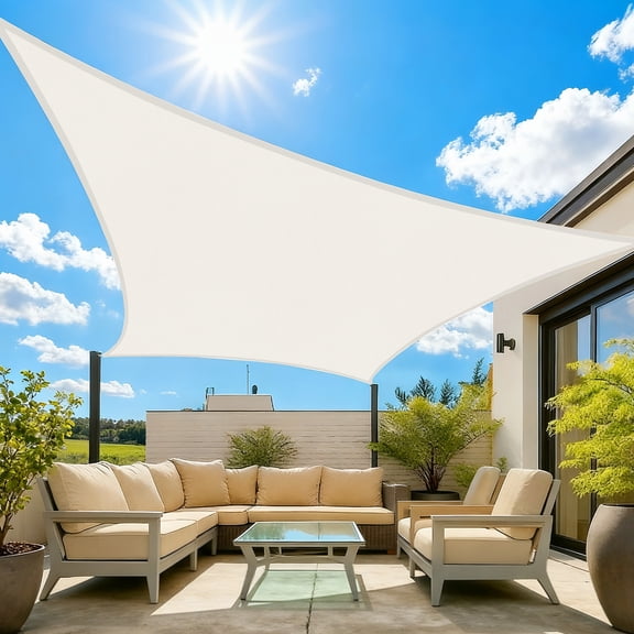 NAWAY 8'x10' Rectangular Sun Shade Sail, HDPE 95% UV Block Breathable Windproof Cover with D-Rings for Patio, Garden, Pool, Cream