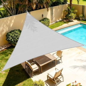NAWAY 8'x8' Curved Triangle Permeable Sun Shade Sail for Patio, Garden & Deck, Light Gray