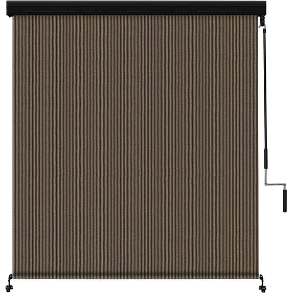 NAWAY 8FT X 8FT Outdoor Roller Shade, Premium Patio Roll Up Blinds with Valance, Mocha