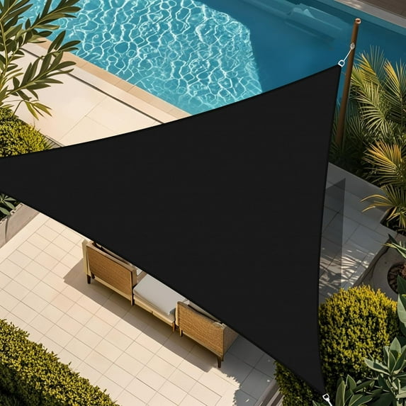 NAWAY Curved Triangle Custom Sun Shade Sail 14'X14'X14' Permeable Canopy Sand for Patio Garden Yard Deck Pergola,Black
