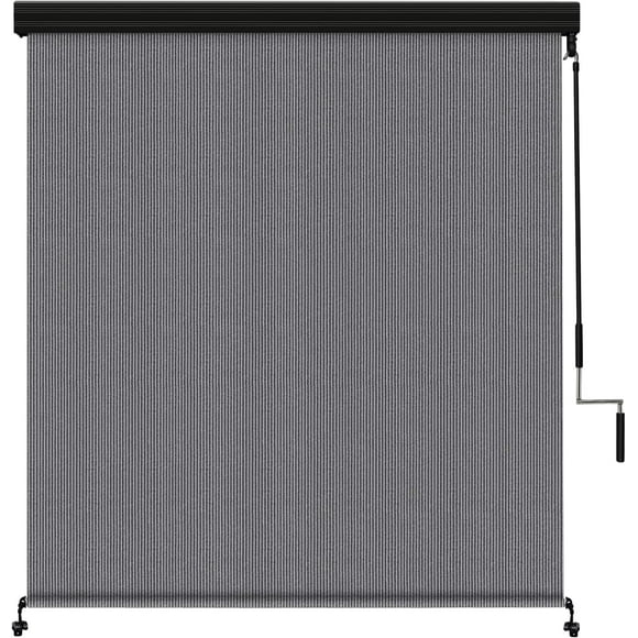 NAWAY Premium Outdoor Roller Shade, 8FT X 6FT Patio Roll Up Blinds with Valance, Gray