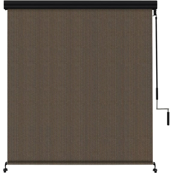 NAWAY Premium Outdoor Roller Shade,6FT X 8FT Patio Roll Up Blinds with Valance, Mocha