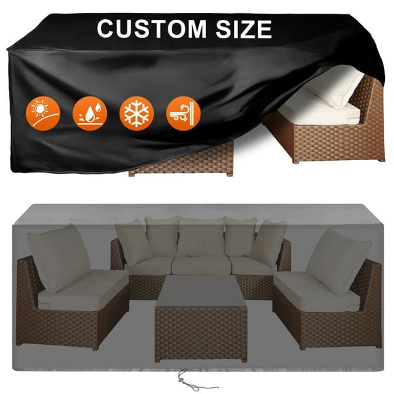 NAWAY 40"x28"x28" Rectangular Custom Heavy Duty 420D Waterproof UV Resistant Patio Furniture Cover,Black