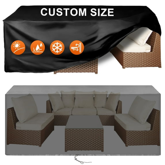 NAWAY 60"x36"x28" Rectangular Custom Heavy Duty 420D Waterproof UV Resistant Patio Furniture Cover,Black