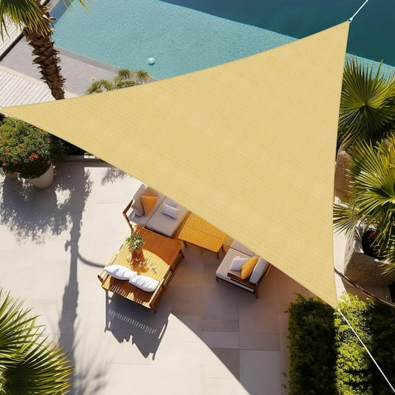 NAWAY Triangle Custom Sun Shade Sail 10'X14'X17.2' Permeable Canopy Sand for Patio Garden Yard Deck Pergola,Beige
