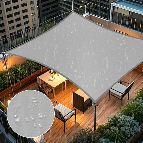 NAWAY Waterproof Sun Shade Sail 10'X13' Rectangular UV Resistant Rain Canopy, Curved Edges Shade Cloth for Outdoor Patio, Deck, Yard -Light Grey
