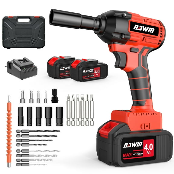 NAWIN Cordless Impact Wrench,1/2 Impact Gun,Brushless,Multi-Speed Adjustment Cordless Electric Impact Wrench with Led Light, 240 Ft-lbs(320N),20V Impact Wrench With 24.0Ah Battery, Fast Charger